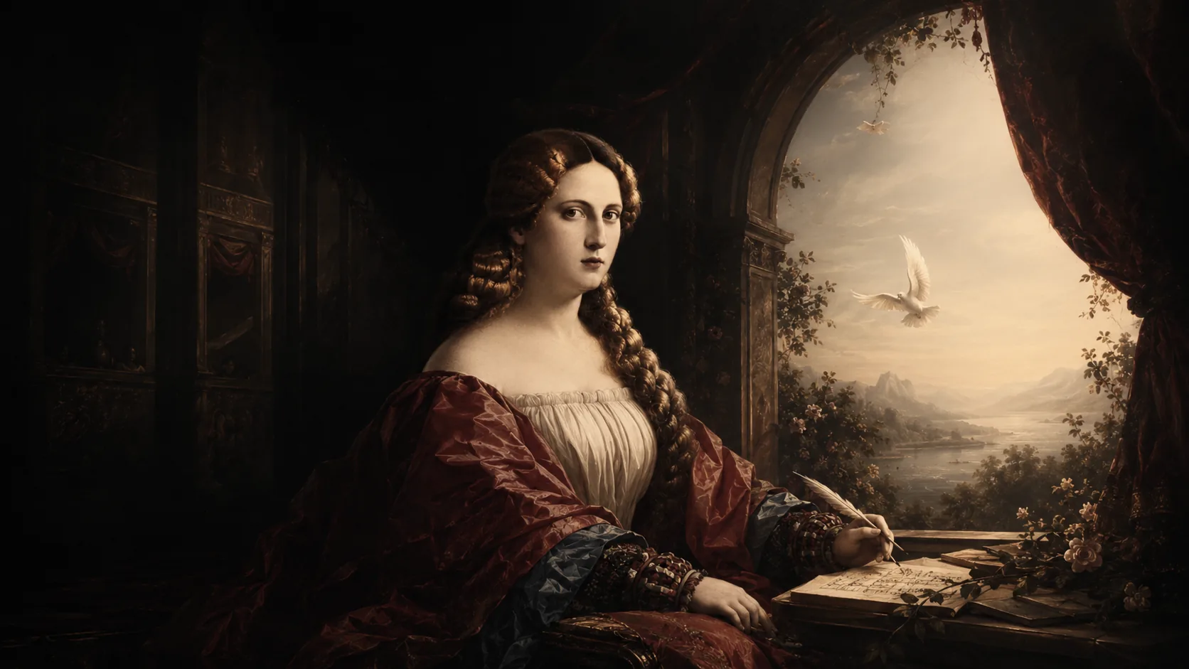 A historical woman composer writing music